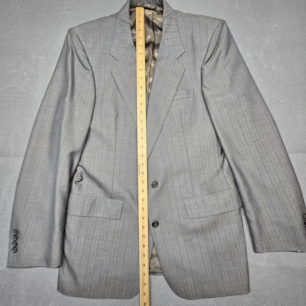 Vintage Christian Dior Blazer Mens‎ 42 Gray Pinstripe Suit Jacket Made USA 80s